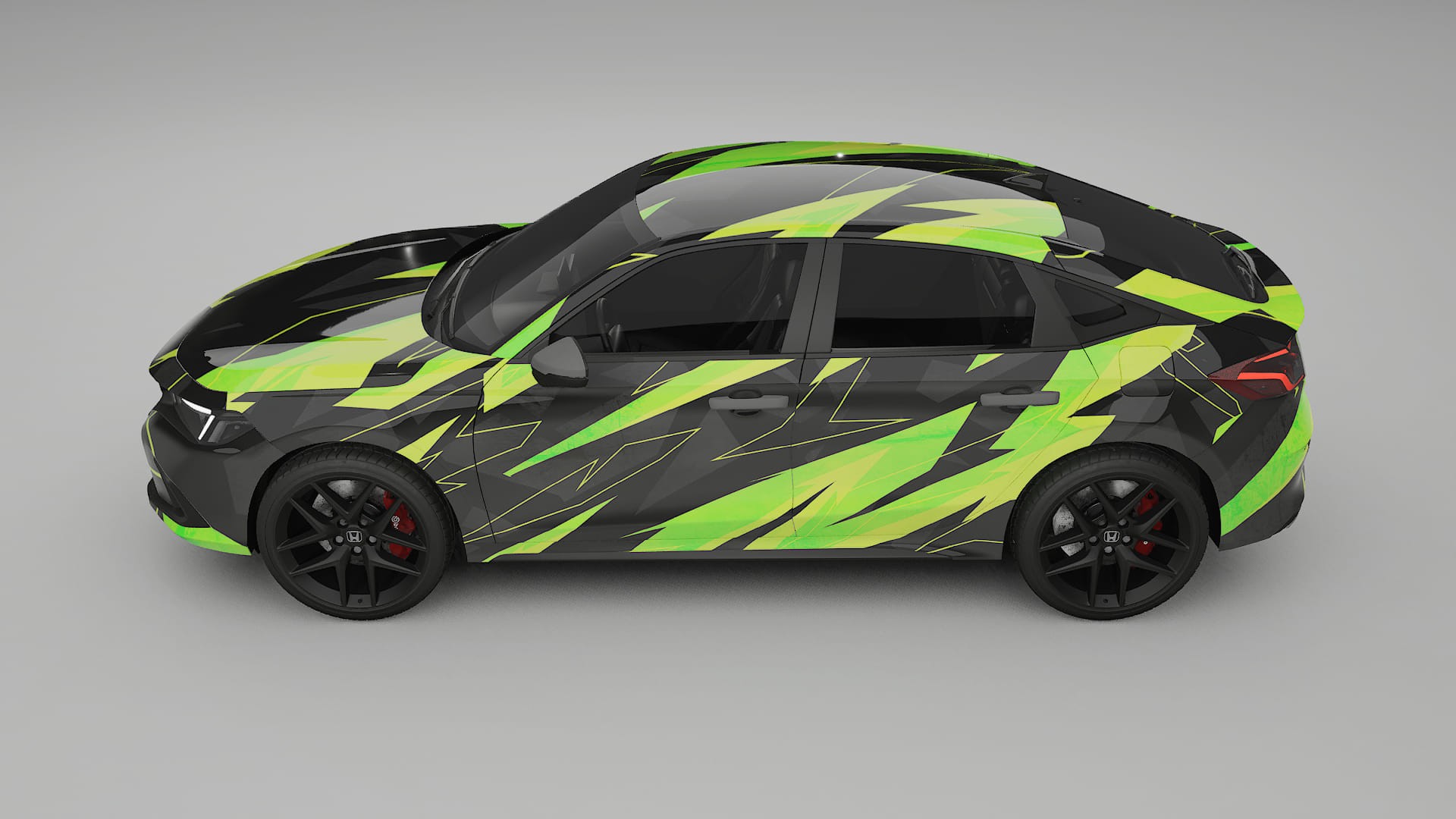 Honda Civic hatchback NINJA TURTLES – Designový Wrap PPF Fólie na auto - tisknutelný polyuretan