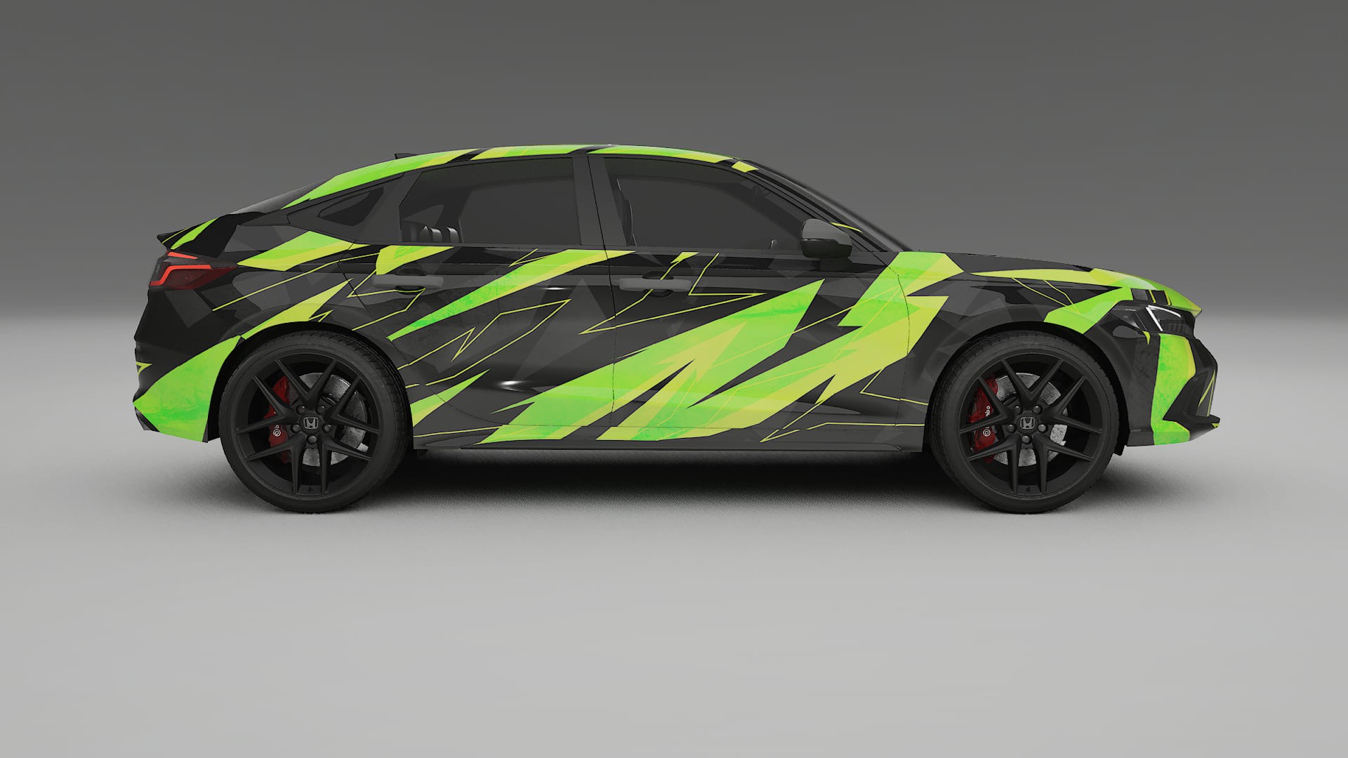 Honda Civic hatchback NINJA TURTLES – Designový Wrap PPF Fólie na auto - tisknutelný polyuretan