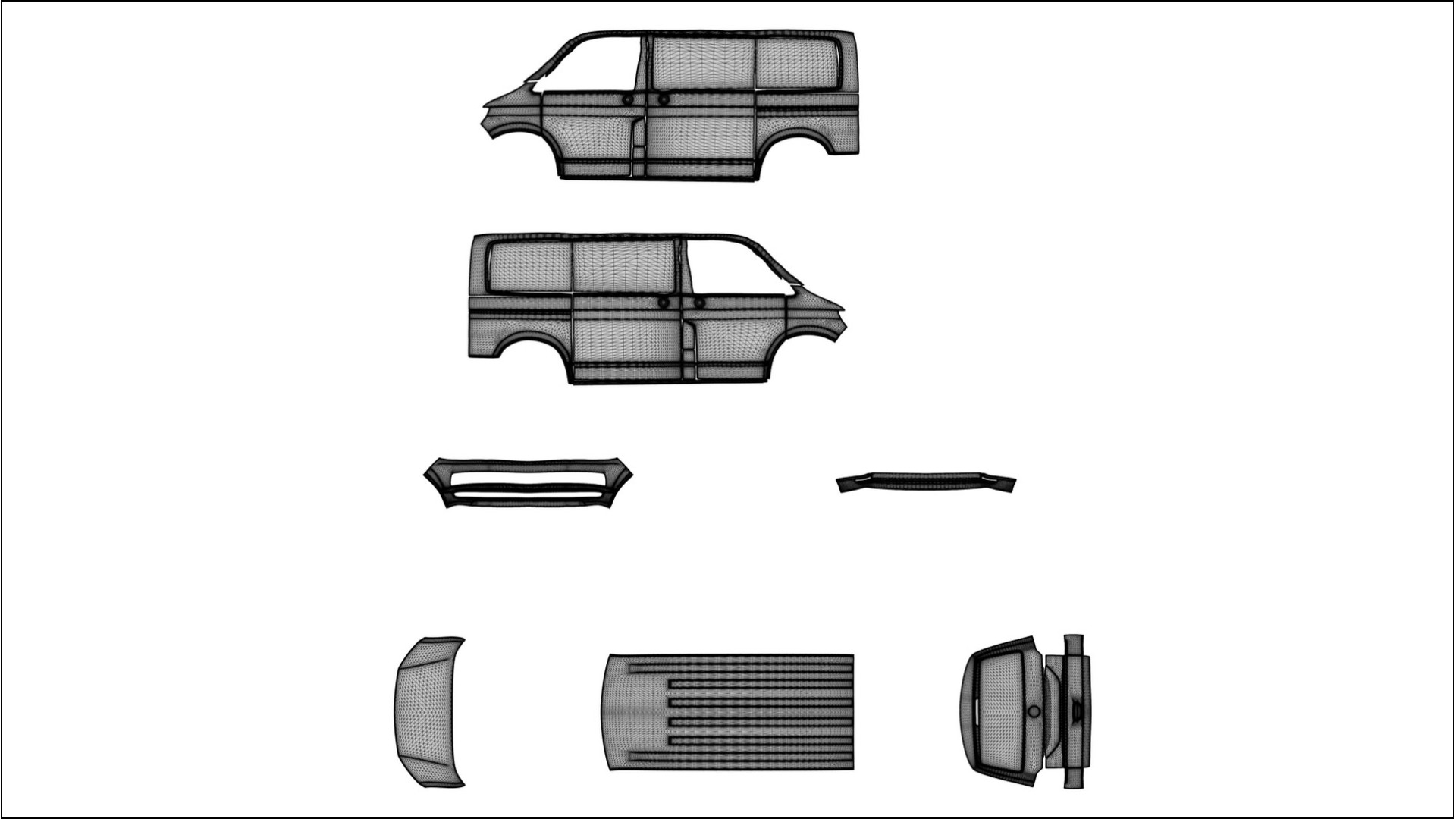 VW Transporter T6 Multivan PPF Fólie | DUSTY TPU PPF - kompletní pre-cut kit